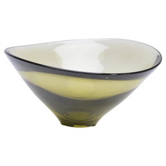 Green "Disko" bowl from the Olive Series designed by Per Lütken for Holmegaard