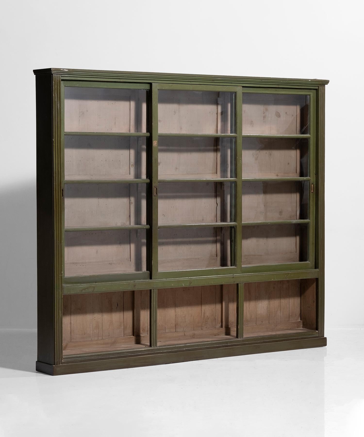 English Green Display Cabinet