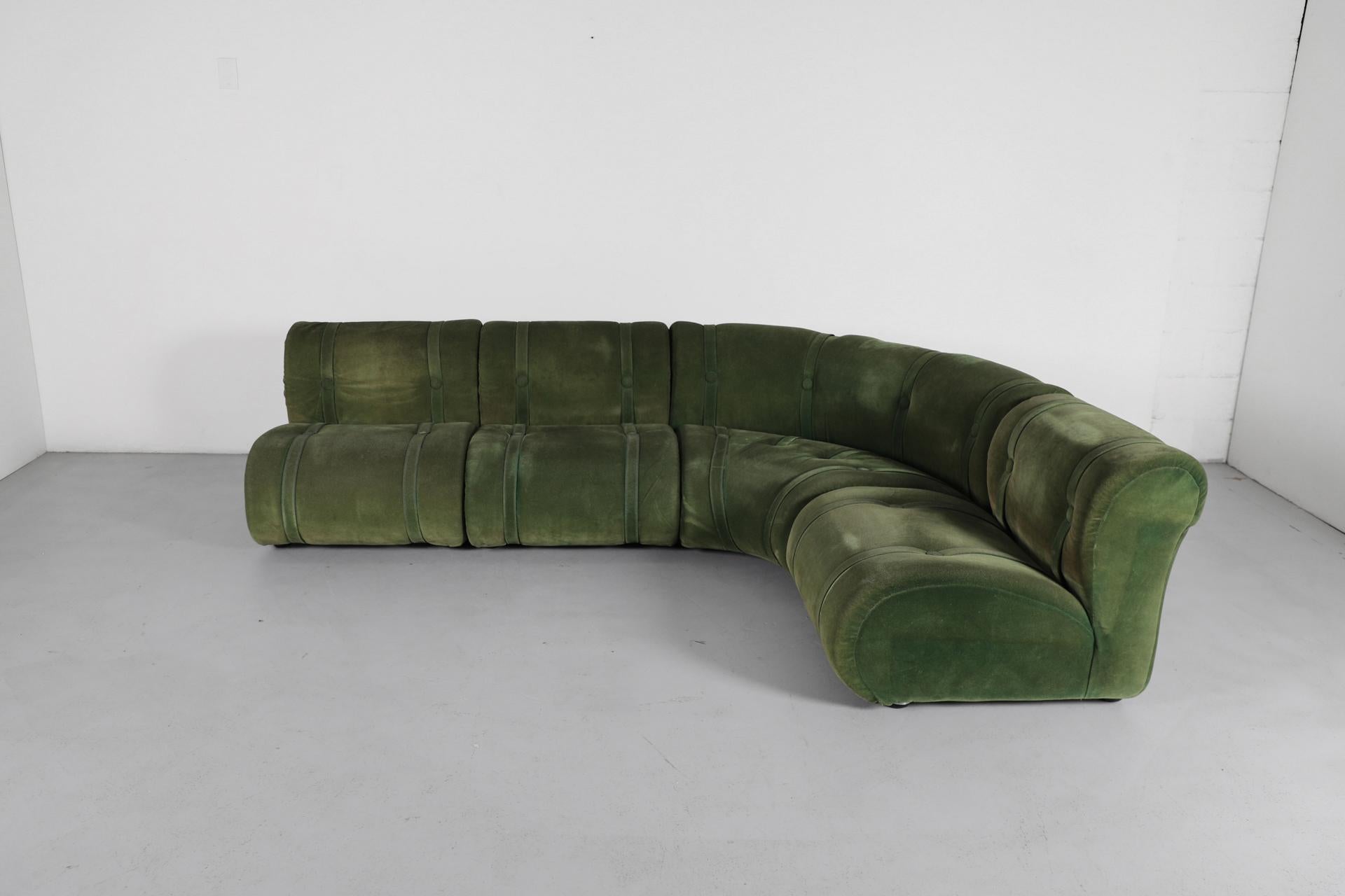 Green Doimo Salotti Attributed Faux Suede Modular Sectional Sofa en vente 4