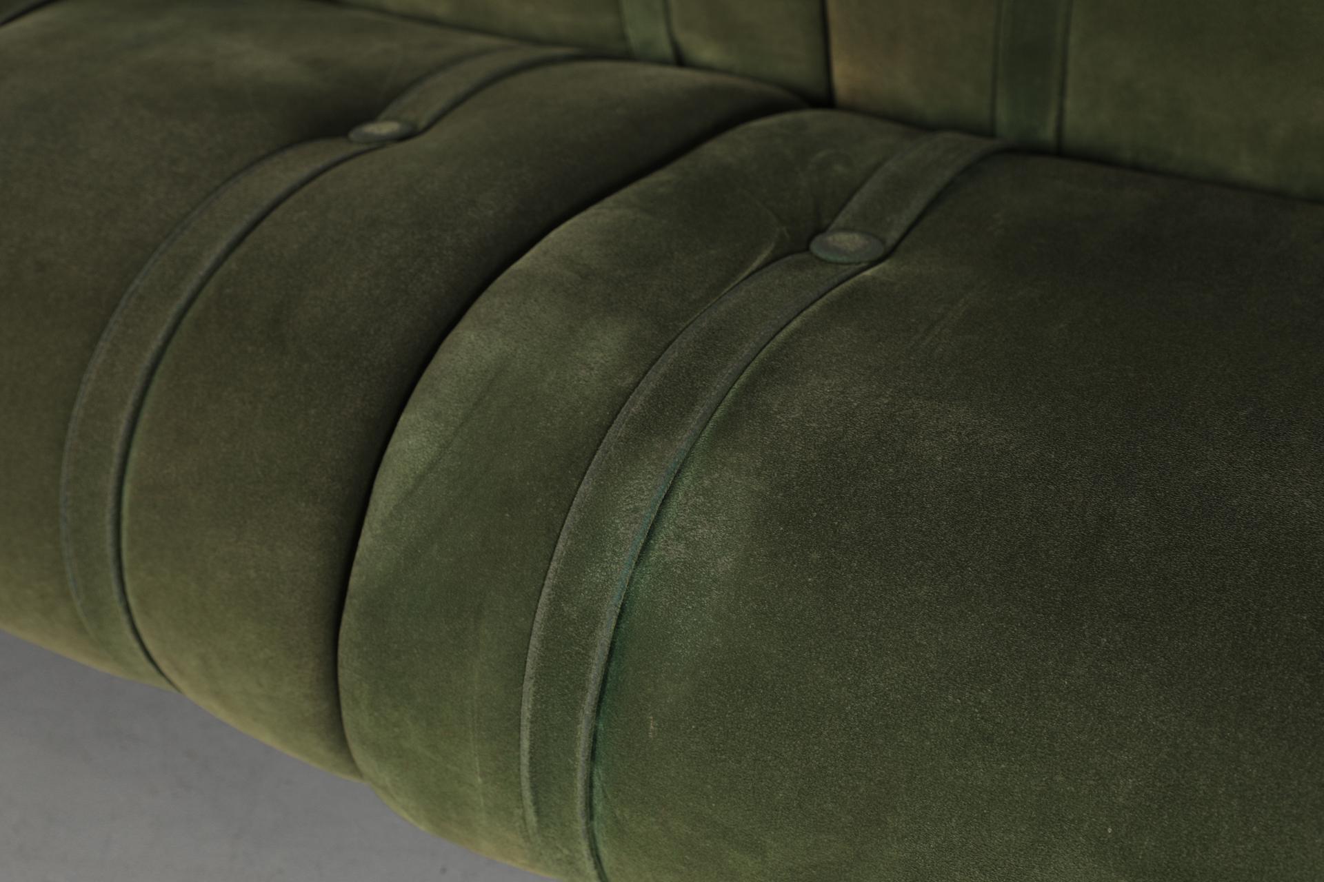 Green Doimo Salotti Attributed Faux Suede Modular Sectional Sofa en vente 8