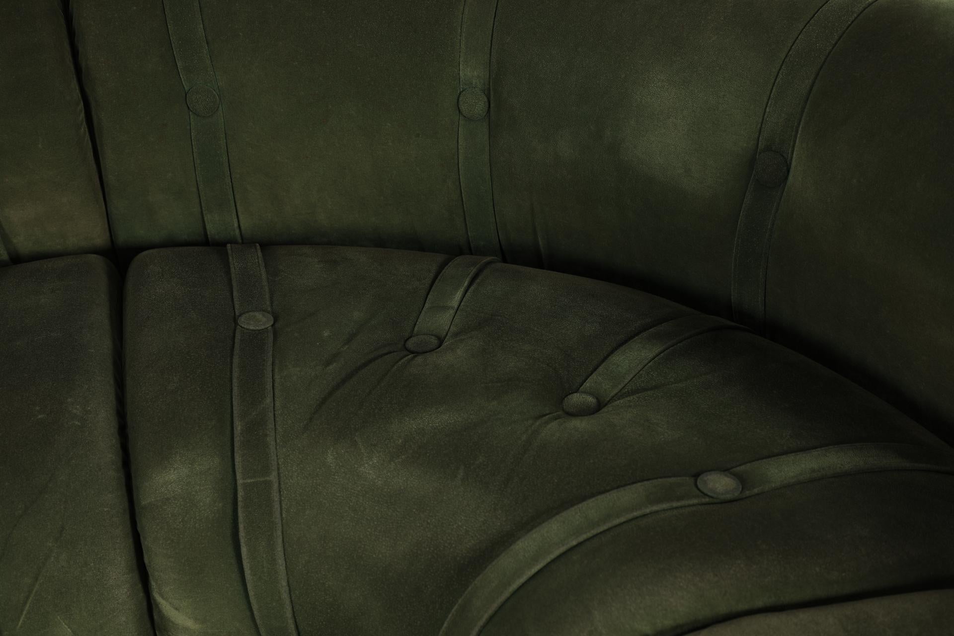 Green Doimo Salotti Attributed Faux Suede Modular Sectional Sofa en vente 9