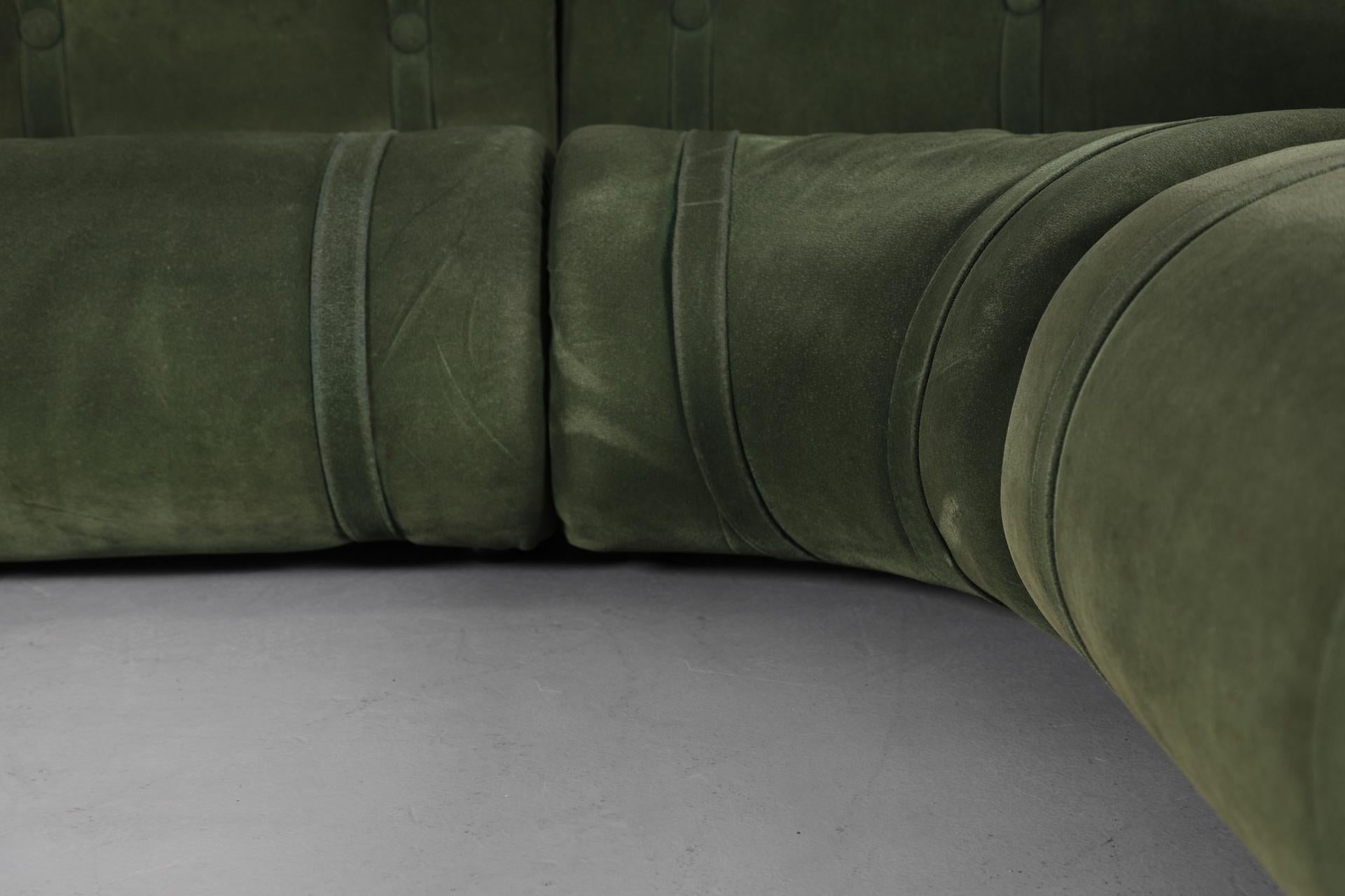 Green Doimo Salotti Attributed Faux Suede Modular Sectional Sofa en vente 10