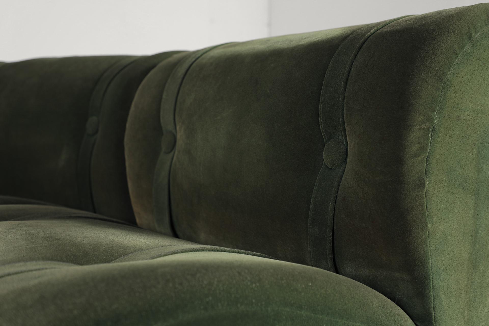 Green Doimo Salotti Attributed Faux Suede Modular Sectional Sofa en vente 11
