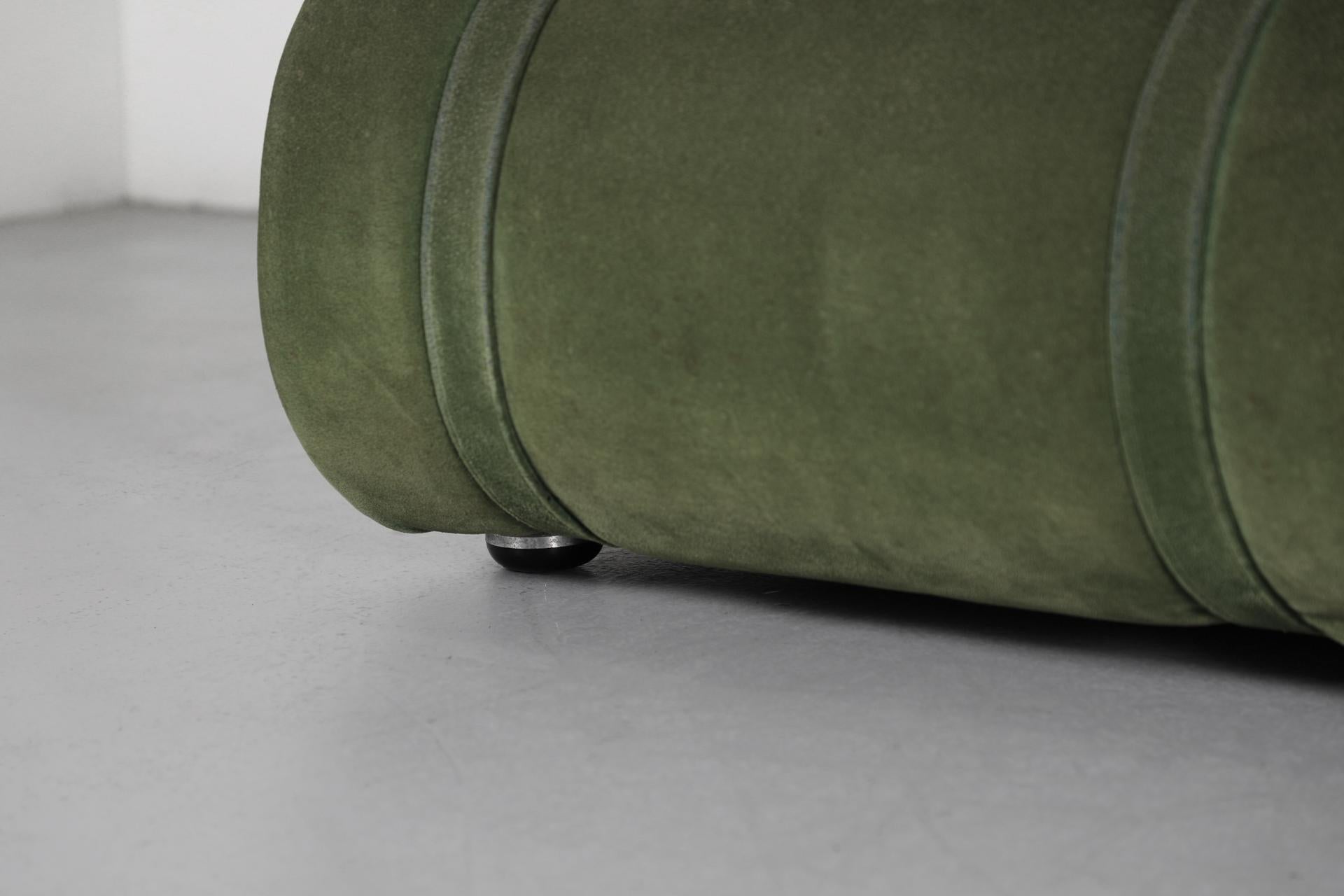 Green Doimo Salotti Attributed Faux Suede Modular Sectional Sofa en vente 12