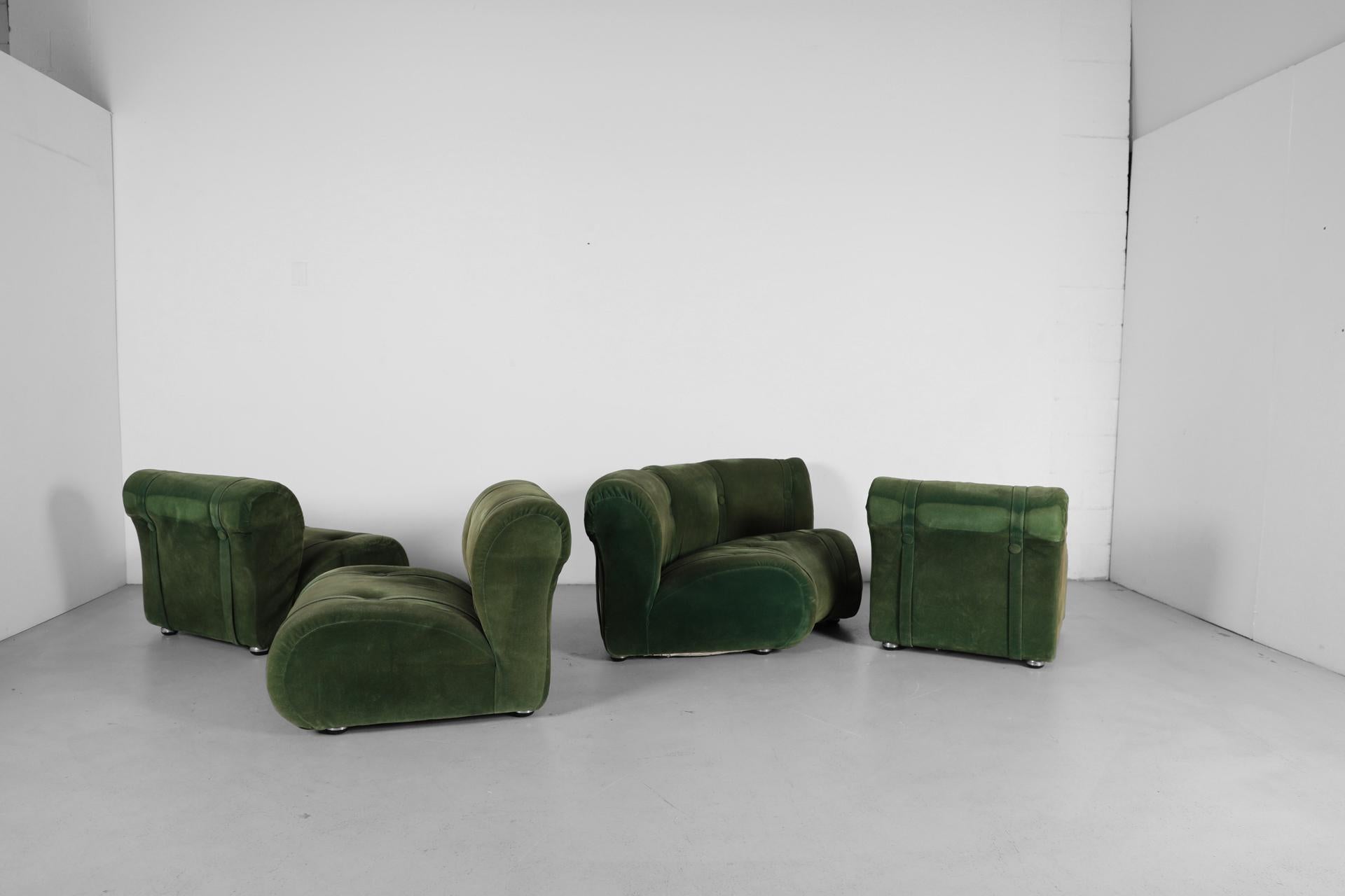 Green Doimo Salotti Attributed Faux Suede Modular Sectional Sofa en vente 13
