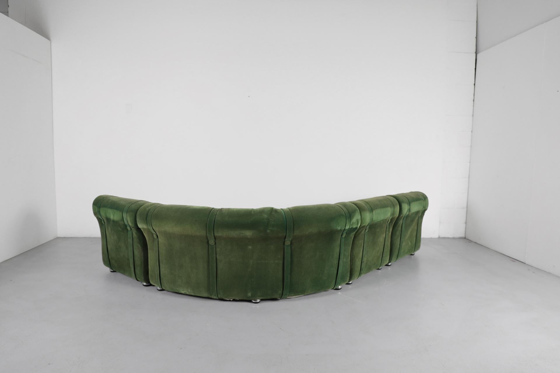 Green Doimo Salotti Attributed Faux Suede Modular Sectional Sofa Bon état - En vente à Los Angeles, CA