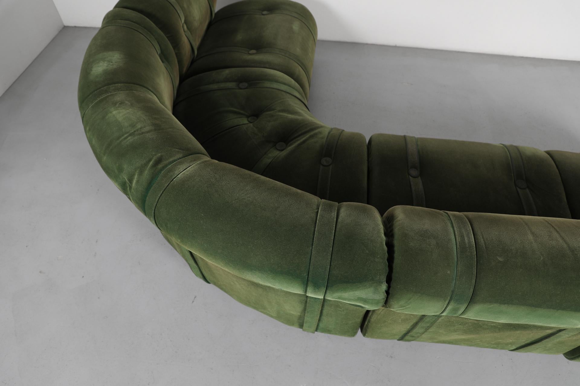 Tissu Green Doimo Salotti Attributed Faux Suede Modular Sectional Sofa en vente