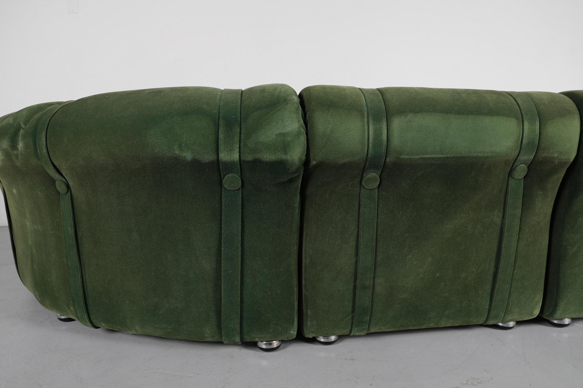 Green Doimo Salotti Attributed Faux Suede Modular Sectional Sofa en vente 1