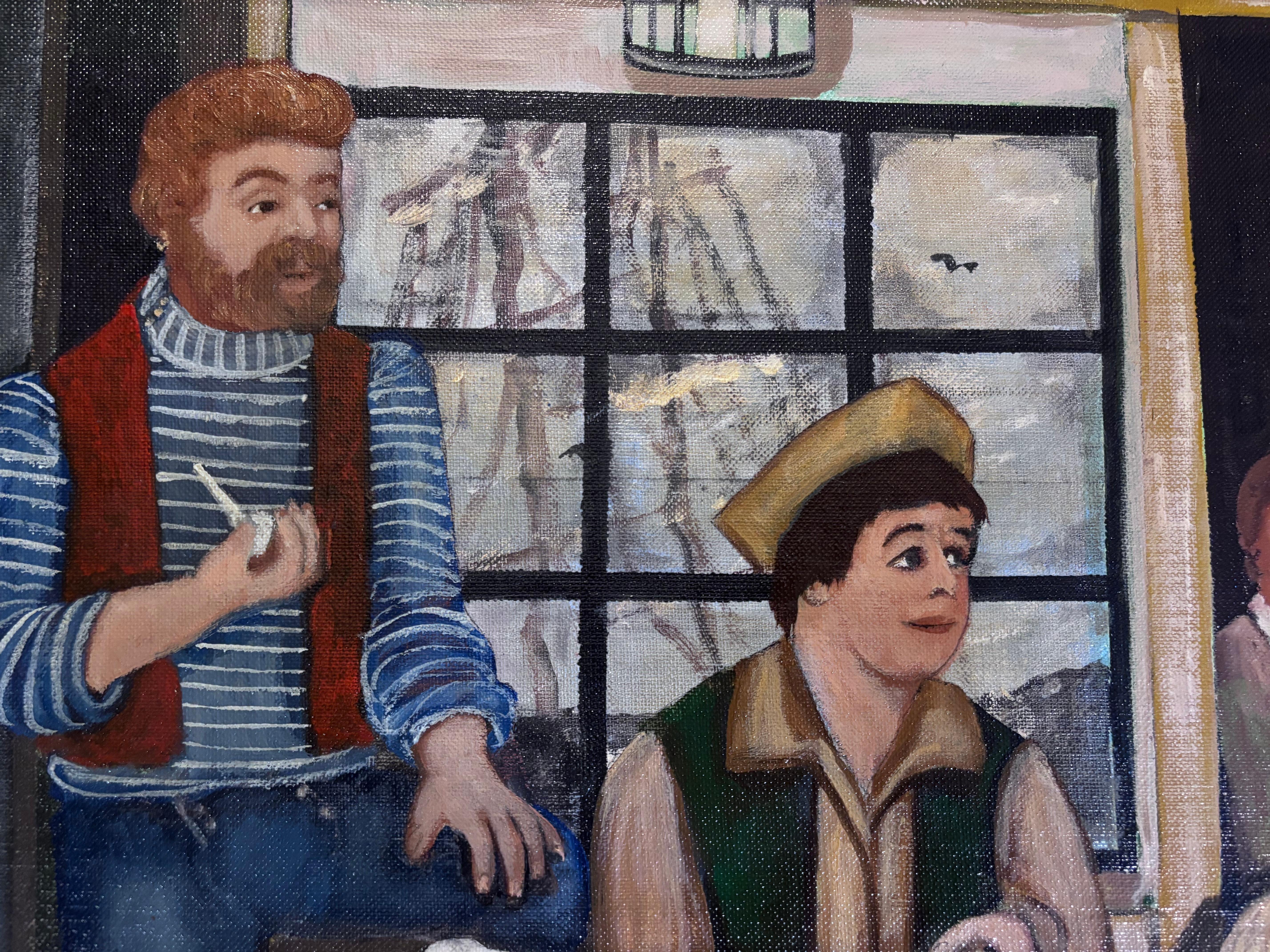 Dipinto a mano Pittura del Greene & Greene Inn  L'artista folk outsider Gloria Laposka in vendita
