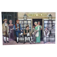 Pintura de la Reunión de la Posada del Delfín Verde  La artista folclórica Gloria Laposka