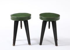 Green Dominique “Clemenceau” Stools, France 1940's
