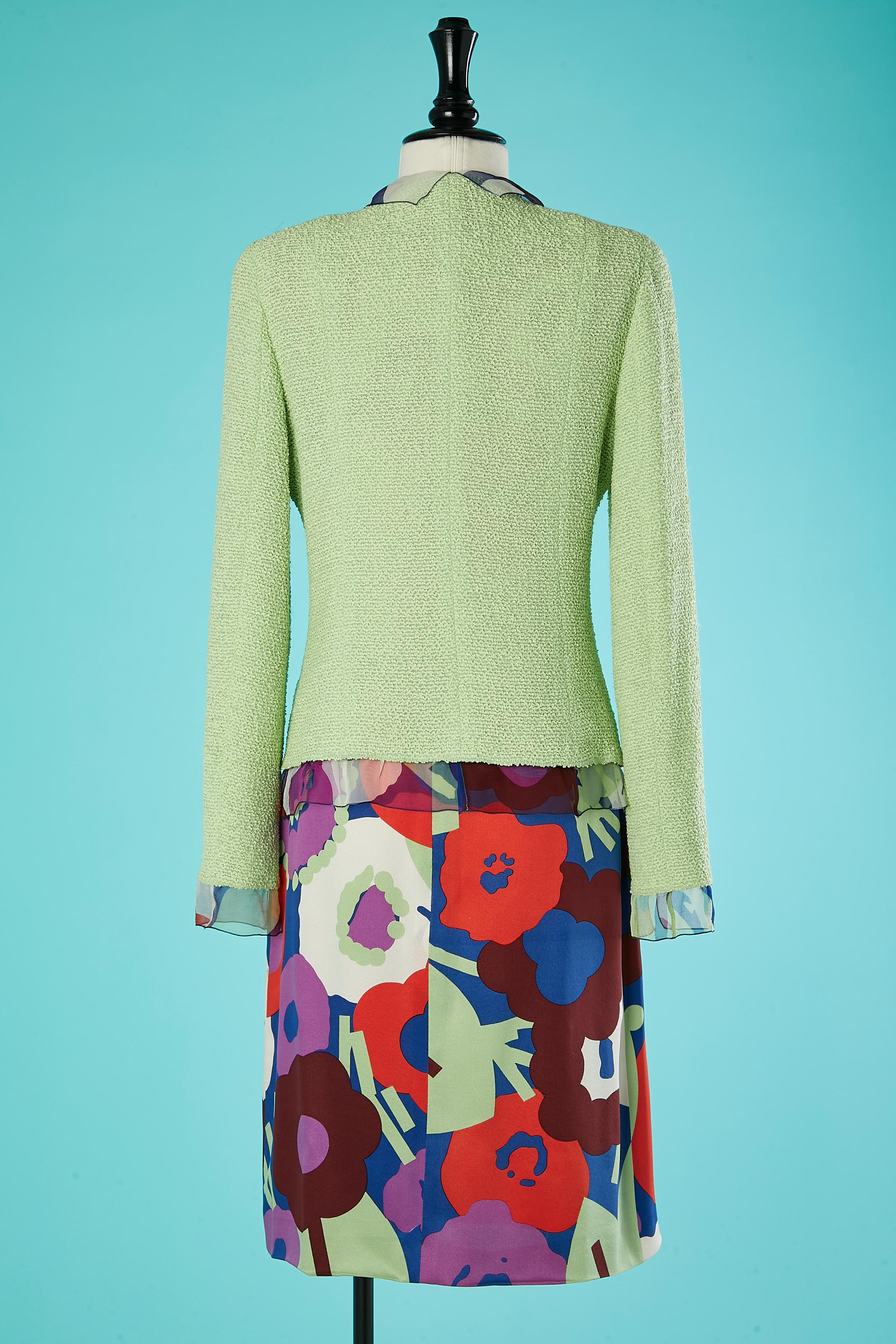 Green double breasted skirt-suit and printed skirt Chanel  For Sale 2