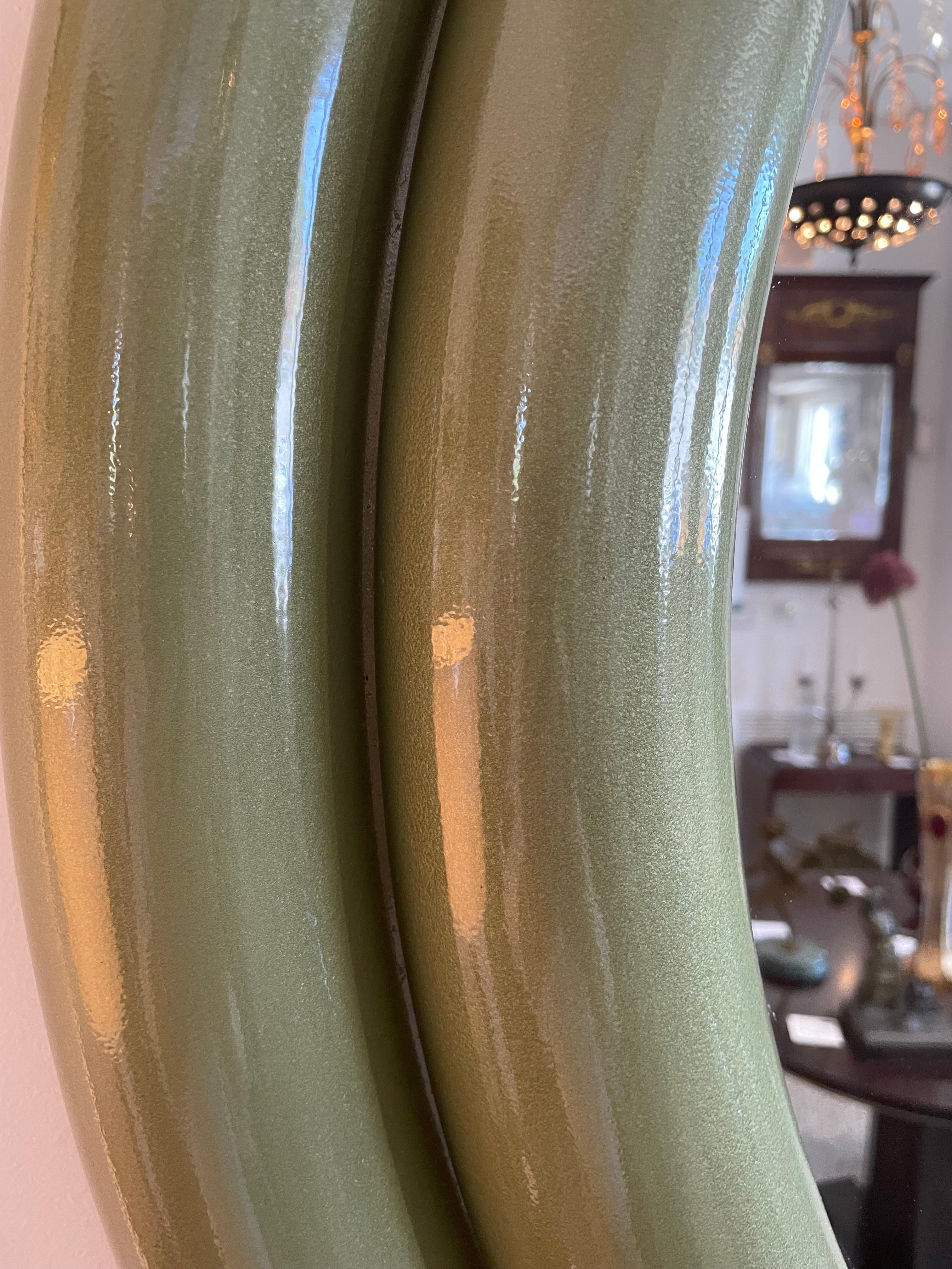 20th Century Green Double Bumper Wall Mirror by Gampel-Stoll.