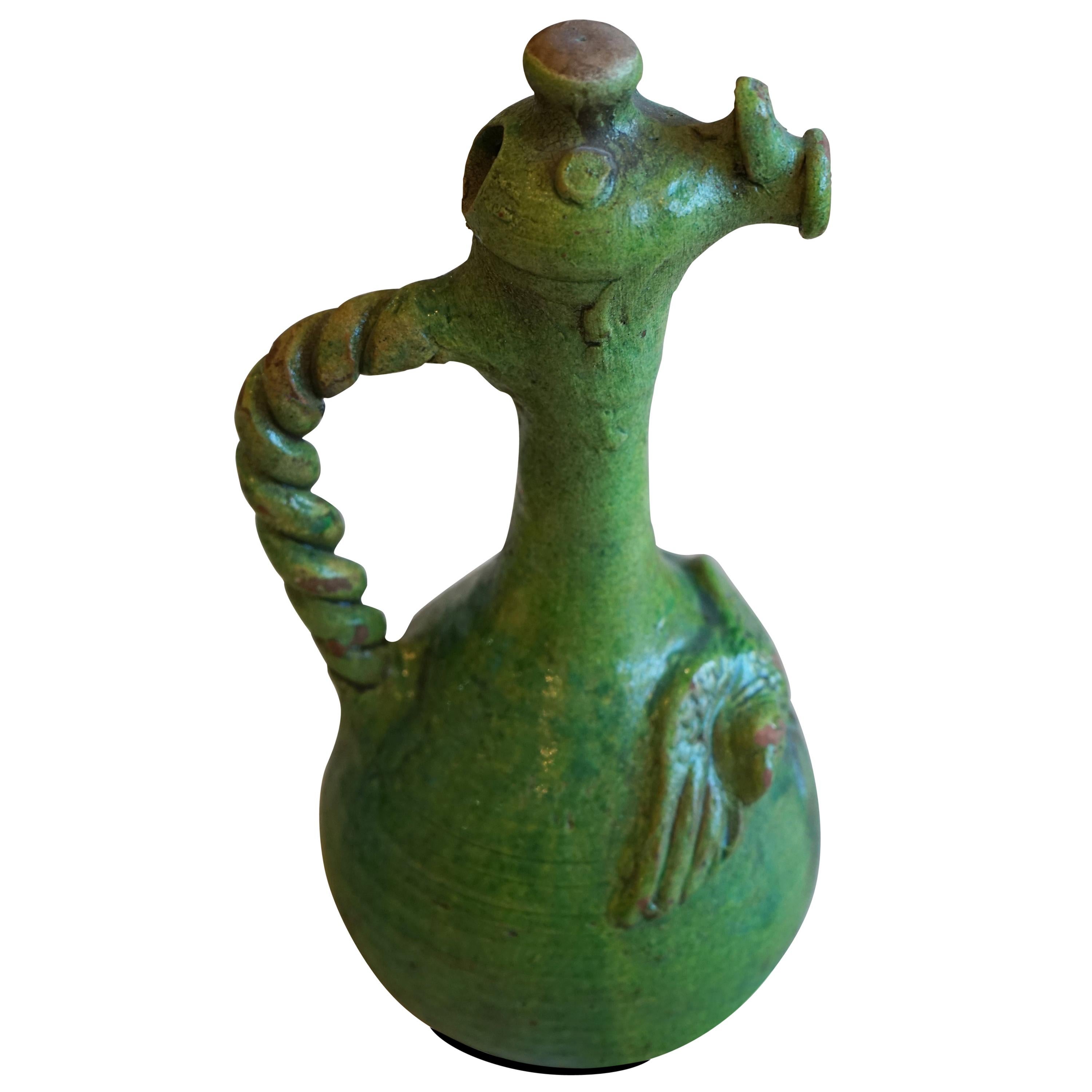 Green Duck Greek Wine Decanter, circa 1920s