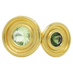 Green Duo Gold Ring with Tourmaline and Prasiolite