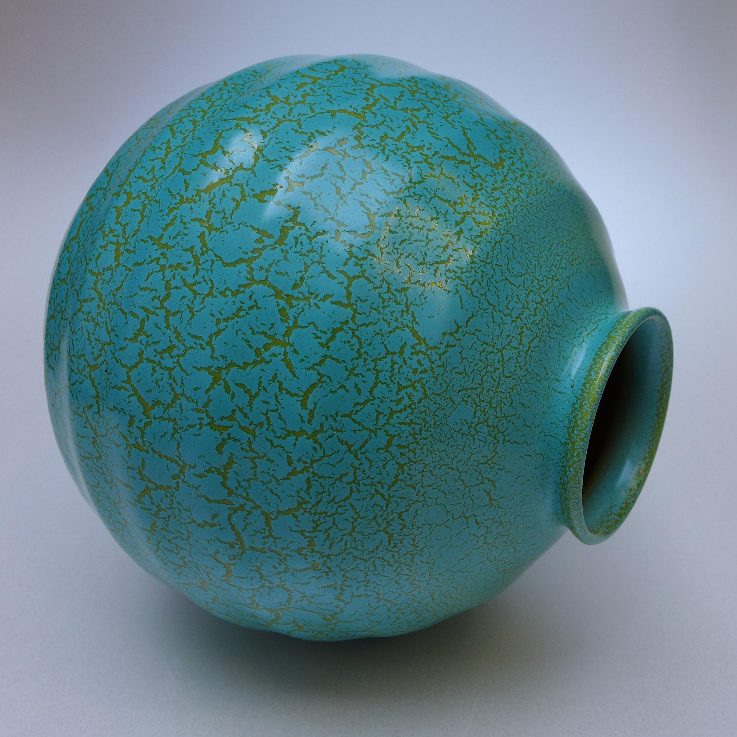 Green Dutch Art Deco Ceramic Vase For Sale 3