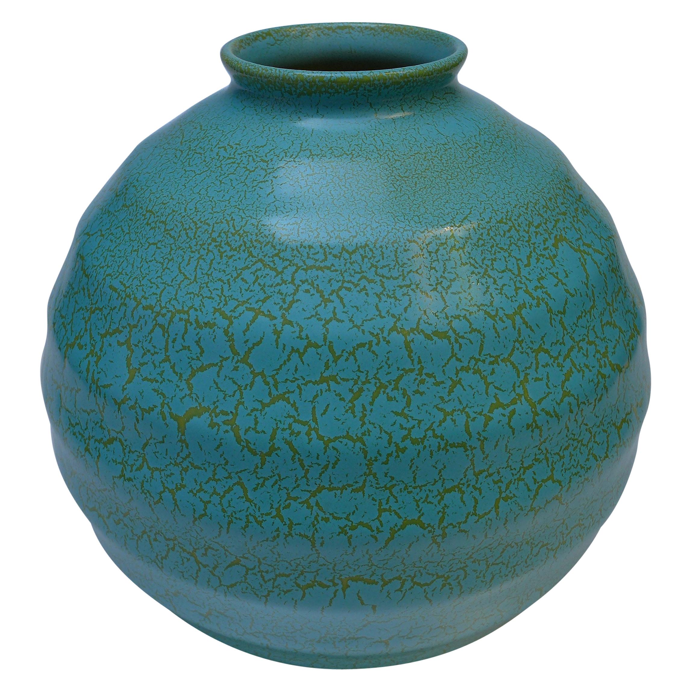 Green Dutch Art Deco Ceramic Vase For Sale