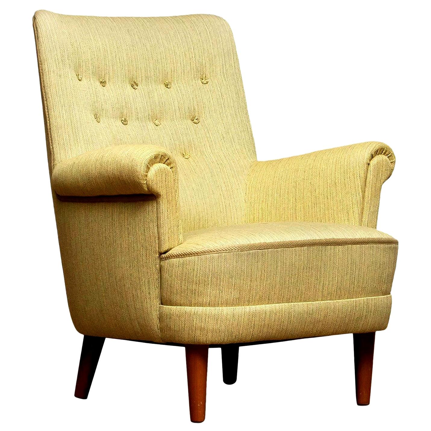 Mid-Century Modern Green Easy Arm Lounge Chair 