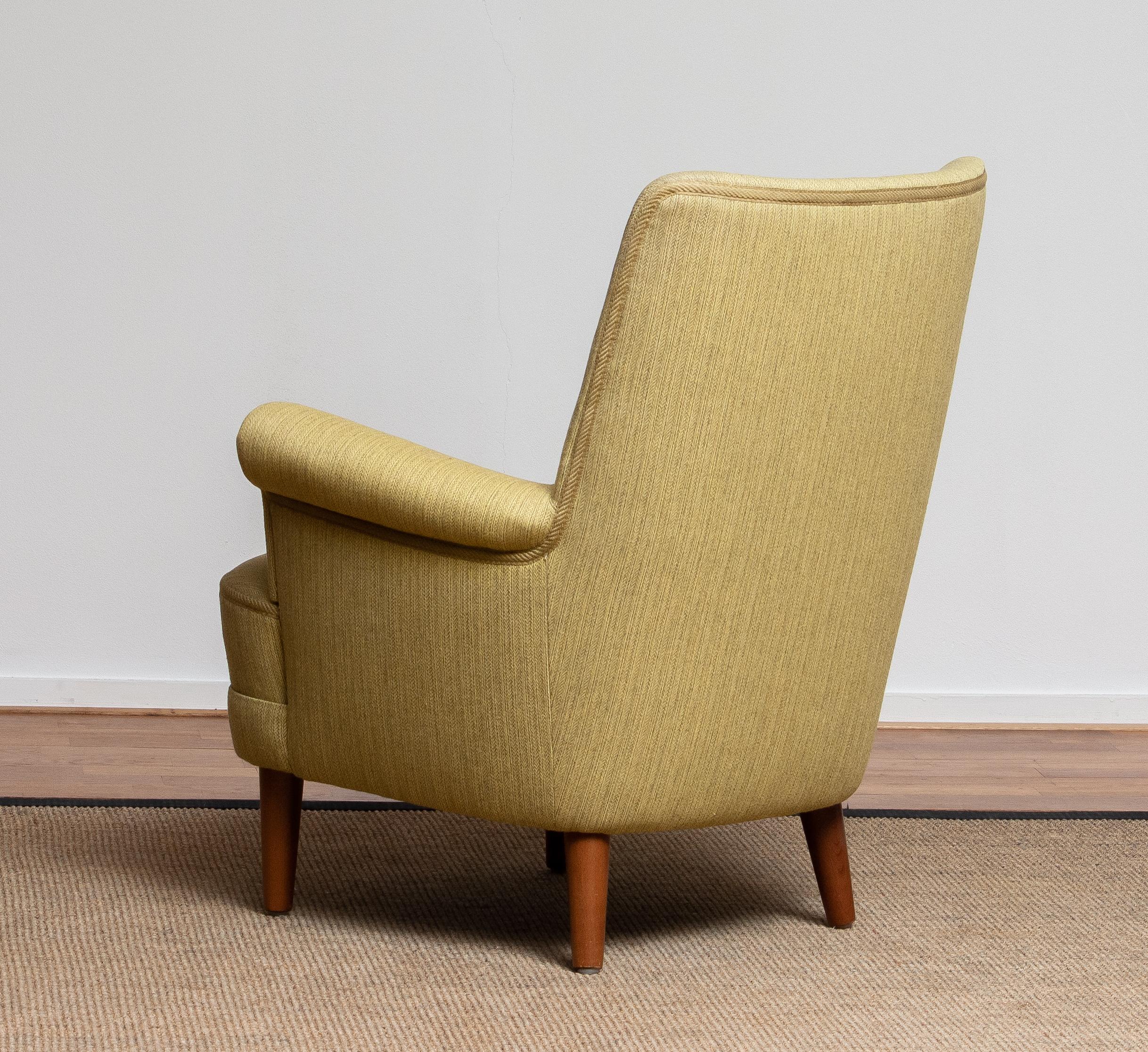 Wool Green Easy Arm Lounge Chair 
