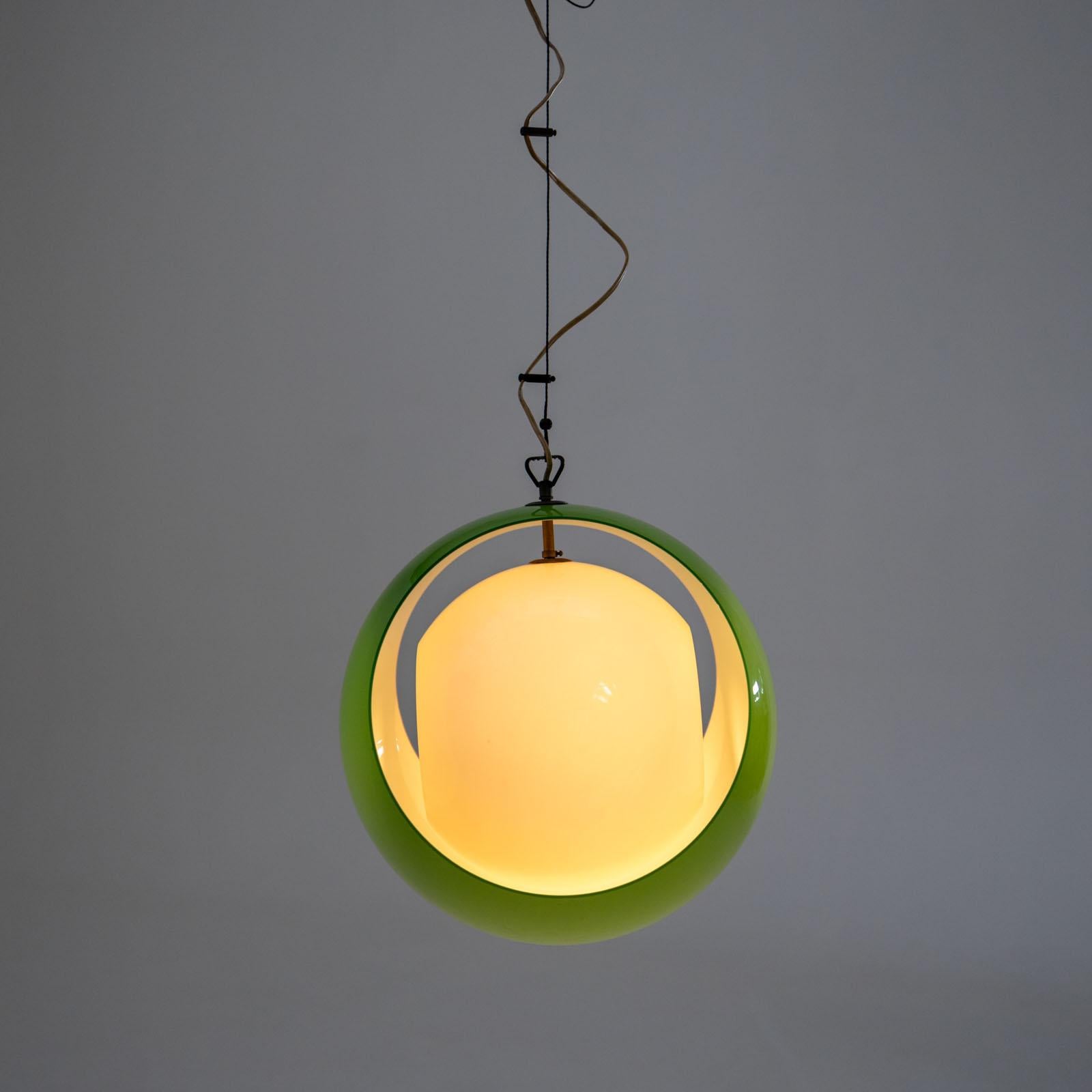 Italian Green Eclisse Pendant Light by Carlo Nason for Mazzega, Italy 1960s For Sale