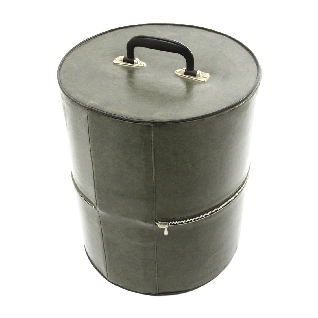 Italian Green Eco-Leather Hatbox For Sale
