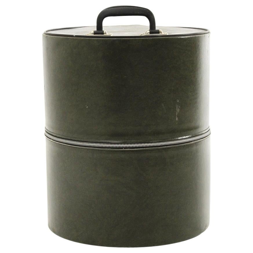 Green Eco-Leather Hatbox For Sale