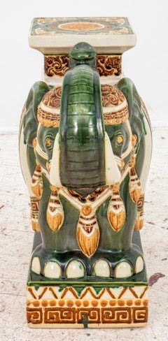 Siège de jardin en céramique éléphant vert