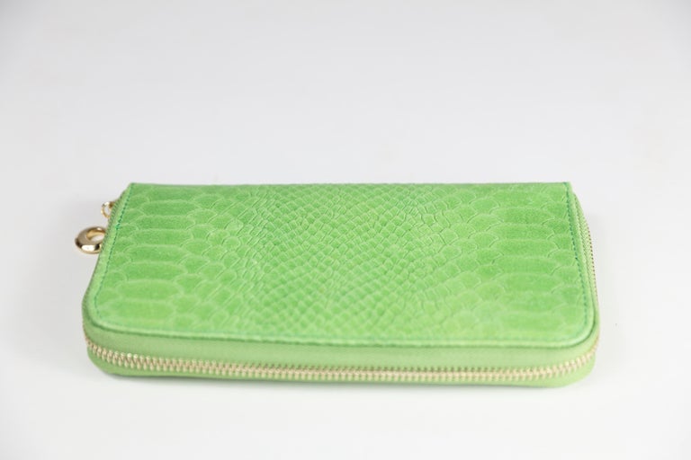 Green Embossed Italian Leather Wallet For Sale at 1stDibs