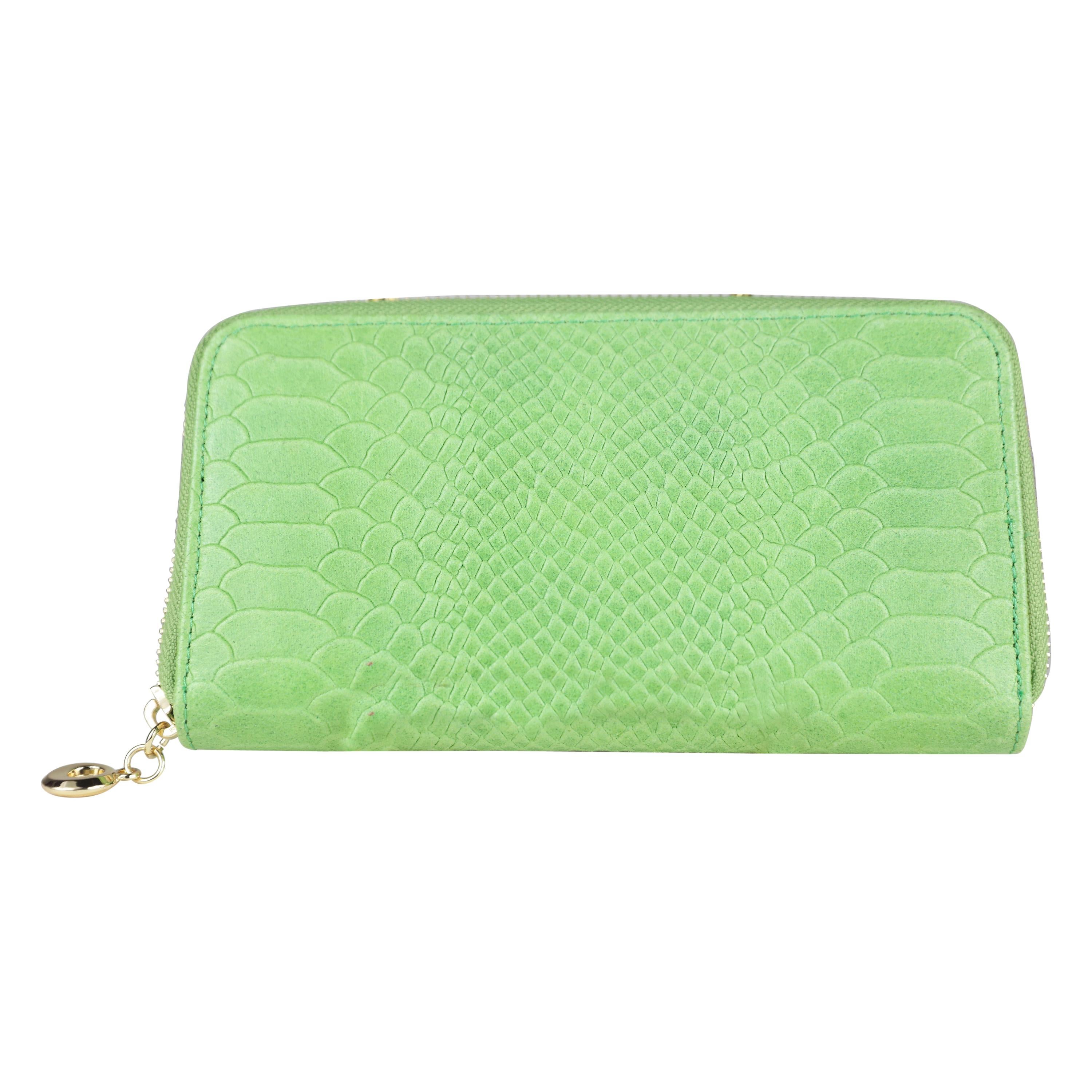 Green Embossed Italian Leather Wallet