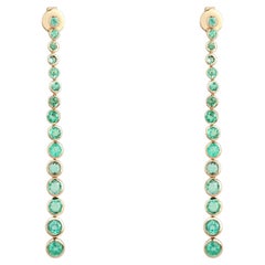 1.51ct Emerald Round 14K Yellow Gold Drop Earrings