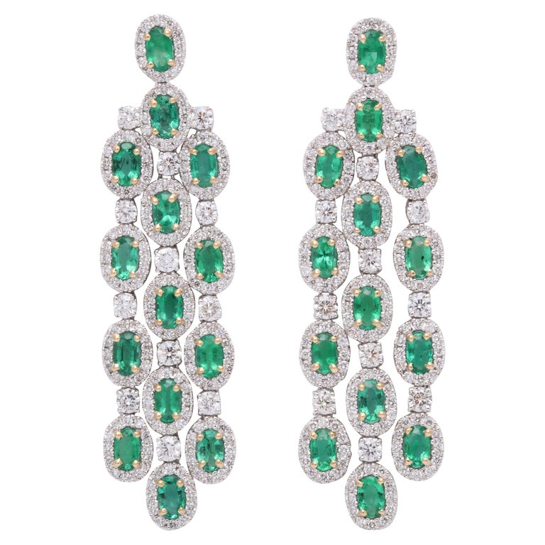 Green Emerald Chandelier Earrings For, Green Stone Chandelier Earrings