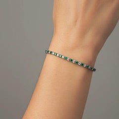 Green Emerald & Diamond 14K (18K Custom) Gold Tennis Bracelet