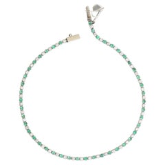 Green Emerald & Diamond 14K (18K Custom) Gold Tennis Bracelet