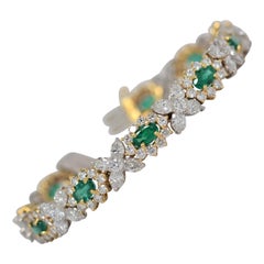 Green Emerald & Diamond Bracelet Set in Platinum and 18k Yellow Gold, 17.22ct