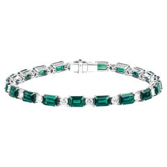 Green Emerald Diamond Platinum Bracelet