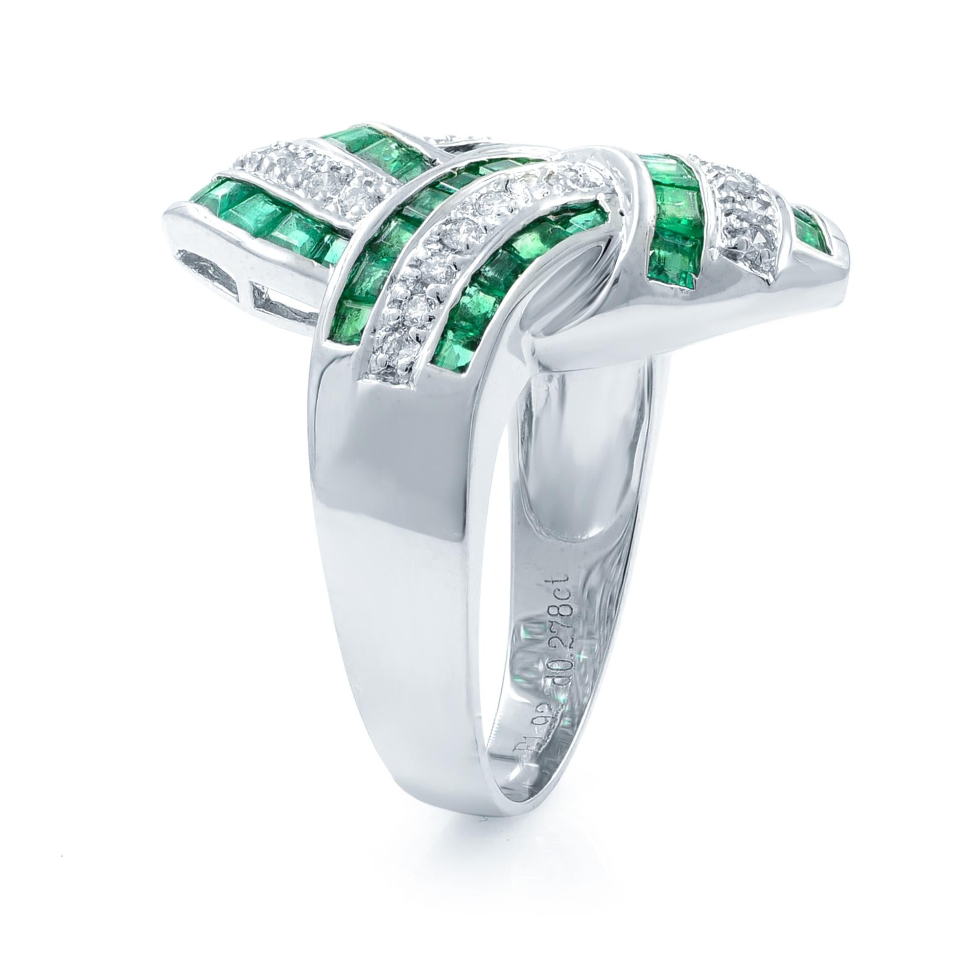 Modern Green Emerald Diamond Statement 18 Karat White Gold 1.92 Carat Ring