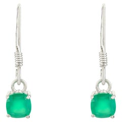 Green Emerald Drop Studded Dangler Earrings for Her Crafted in 925 Silver