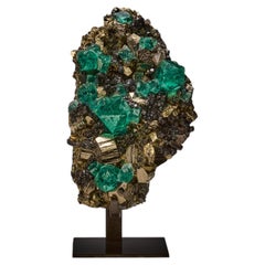 Green Emerald Flames Fluorite, Pyrite & Sphalerite from Peru Decorative Object