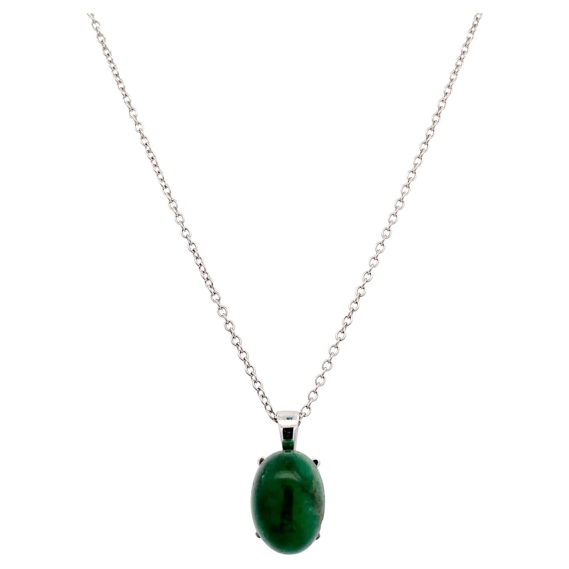 Collier d'émeraudes vertes en or blanc 18k