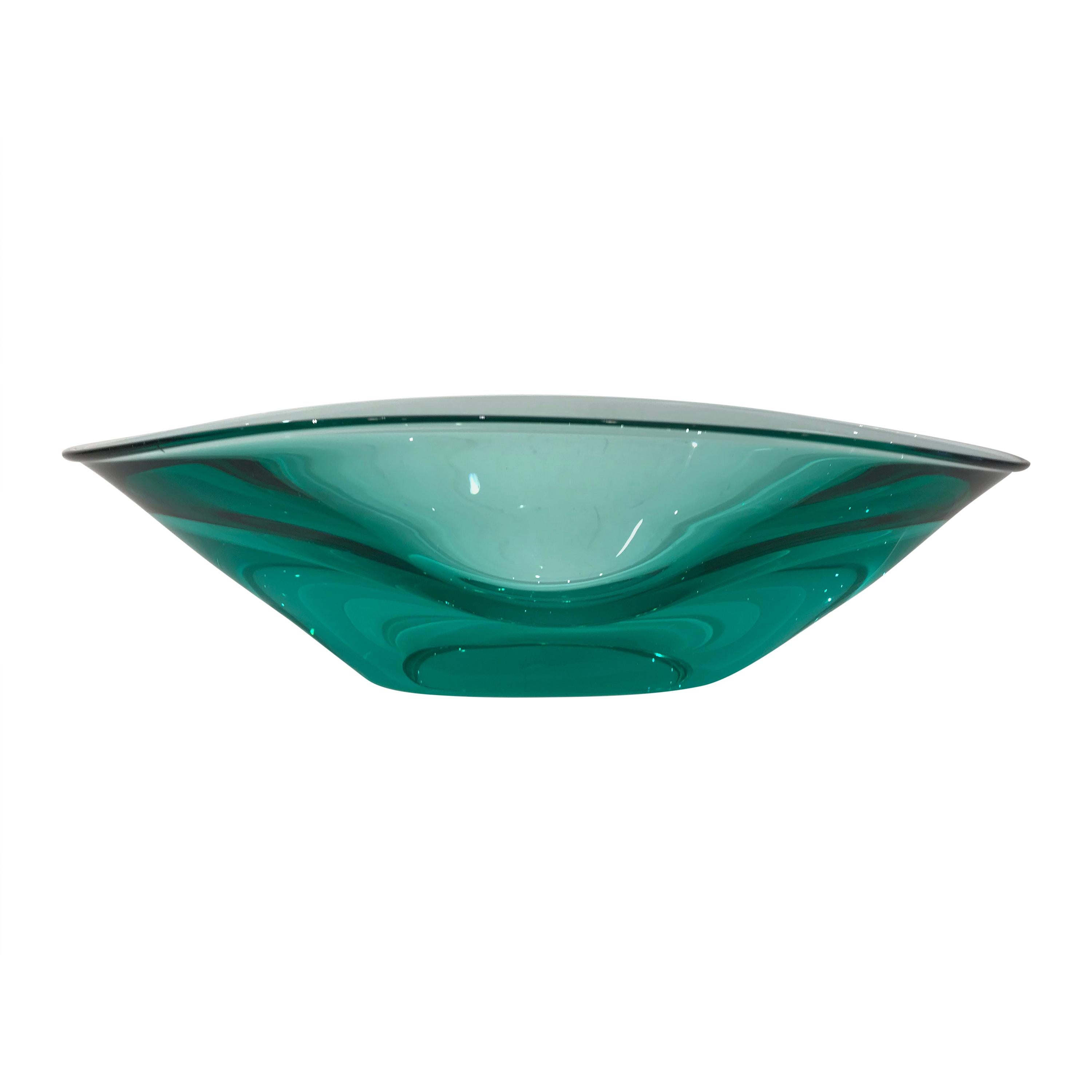 Green Emerald Oval Glass Murano Bowl