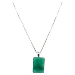 Green emerald pendant necklace 18k white gold