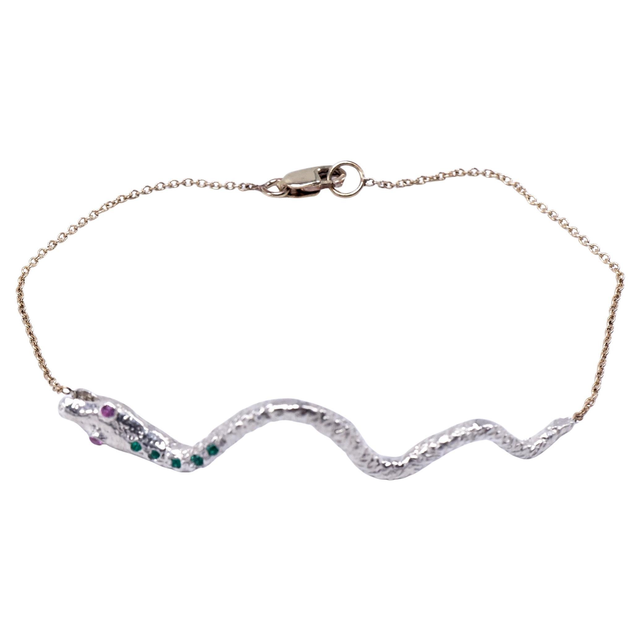 Green Emerald Pink Sapphire Bracelet Snake Silver

J DAUPHIN Bracelet 