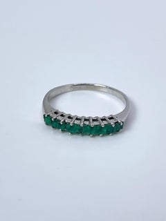 Green Emerald Ring 14KT gold wedding band square marriage ring natural emeralds