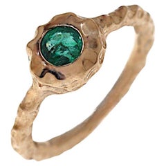Grüner Smaragd Rundschliff Rose Gold Ring Botta Jewellery
