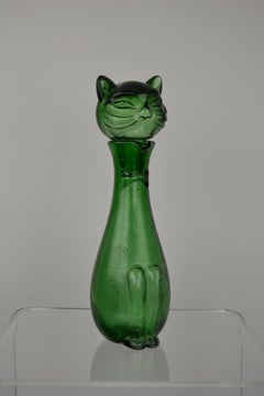 Green Empoli Cat Decanter, 1960s, Italy