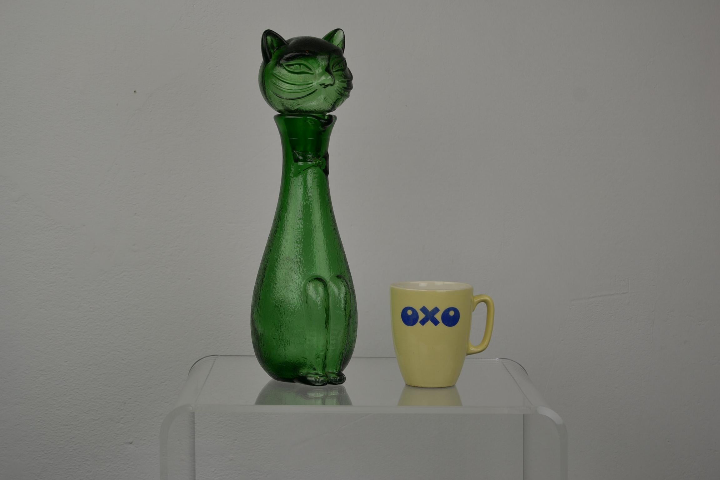 Green Empoli Cat Decanter, 1960s, Italy 10