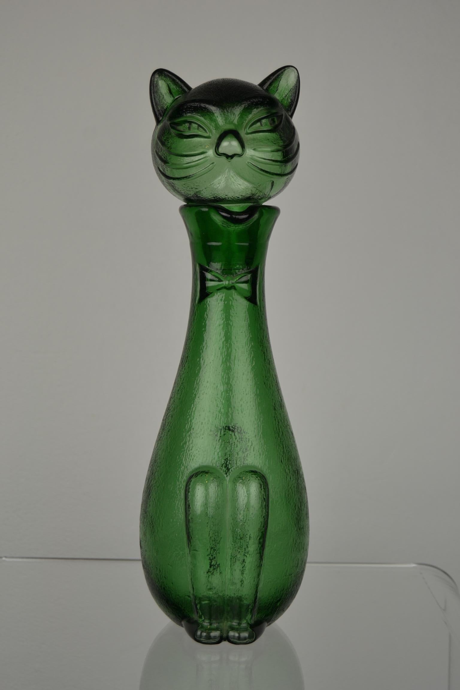 glass cat bottle