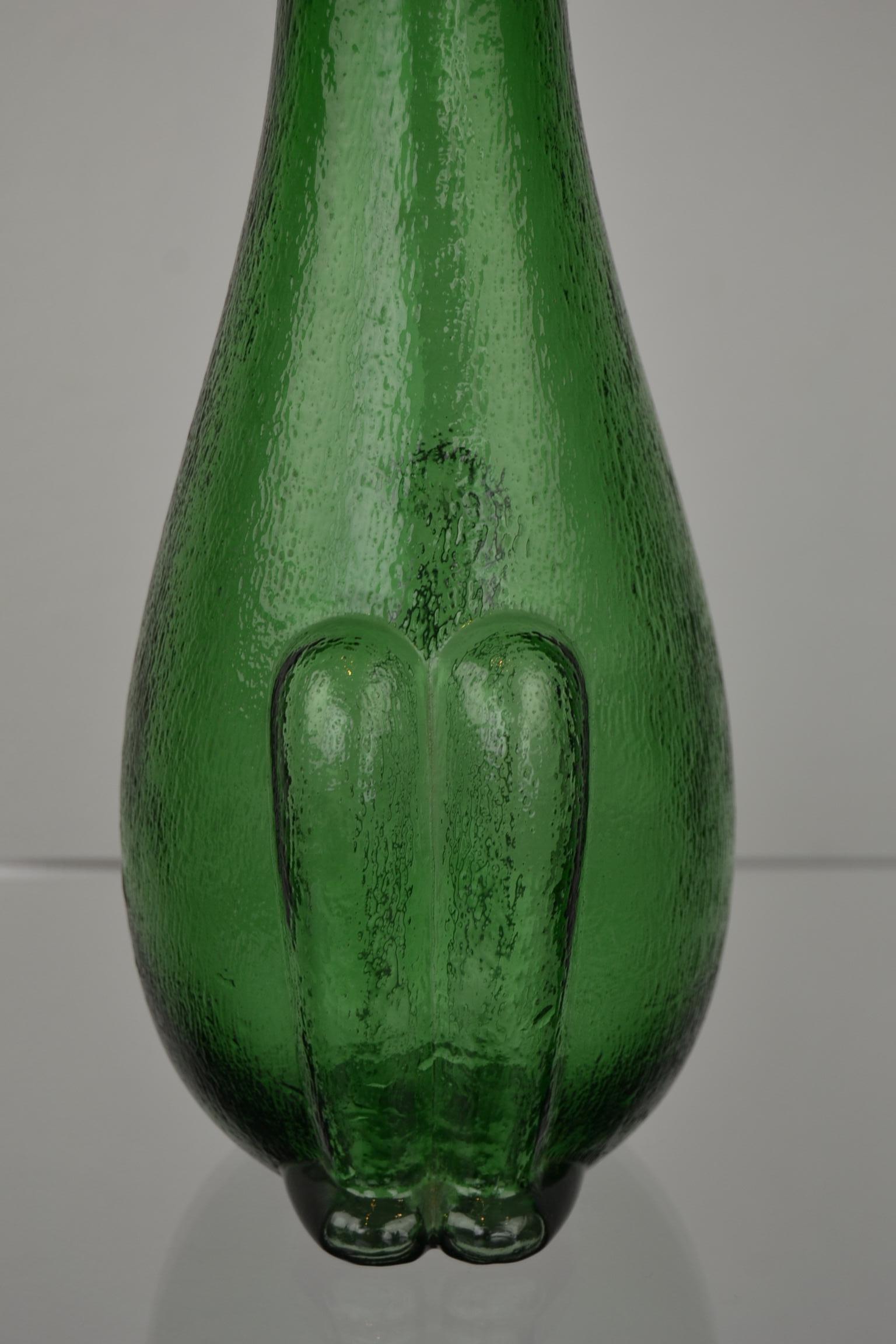 Mid-Century Modern Green Empoli Cat Decanter, 1960s, Italy