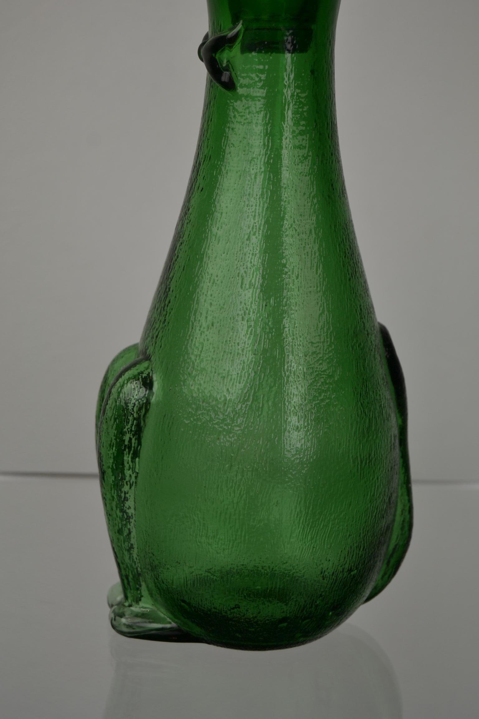 20th Century Green Empoli Cat Decanter, 1960s, Italy
