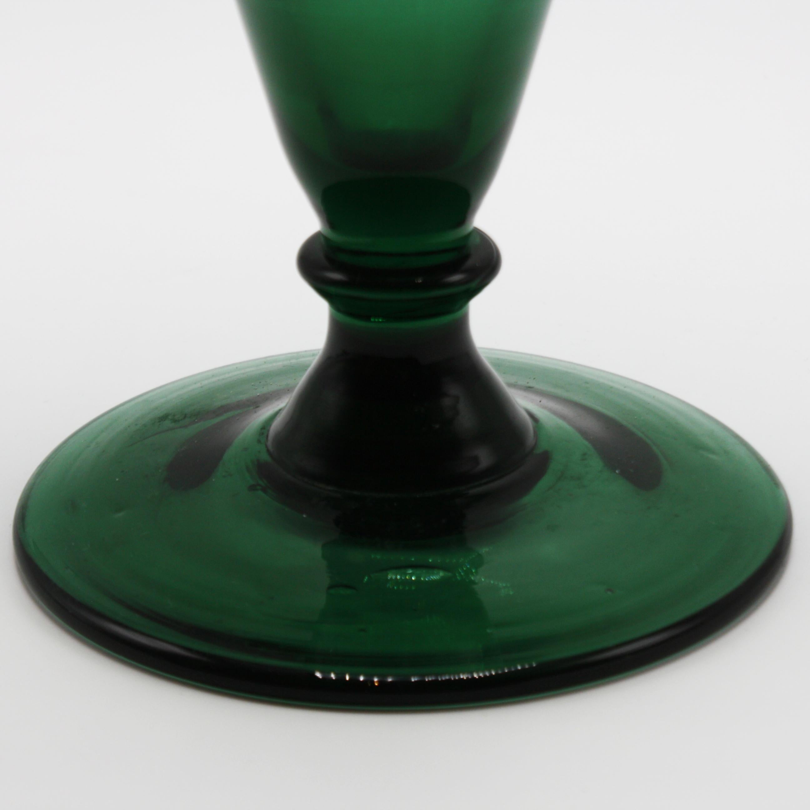 French Green Empoli Glass Vase, circa 1960